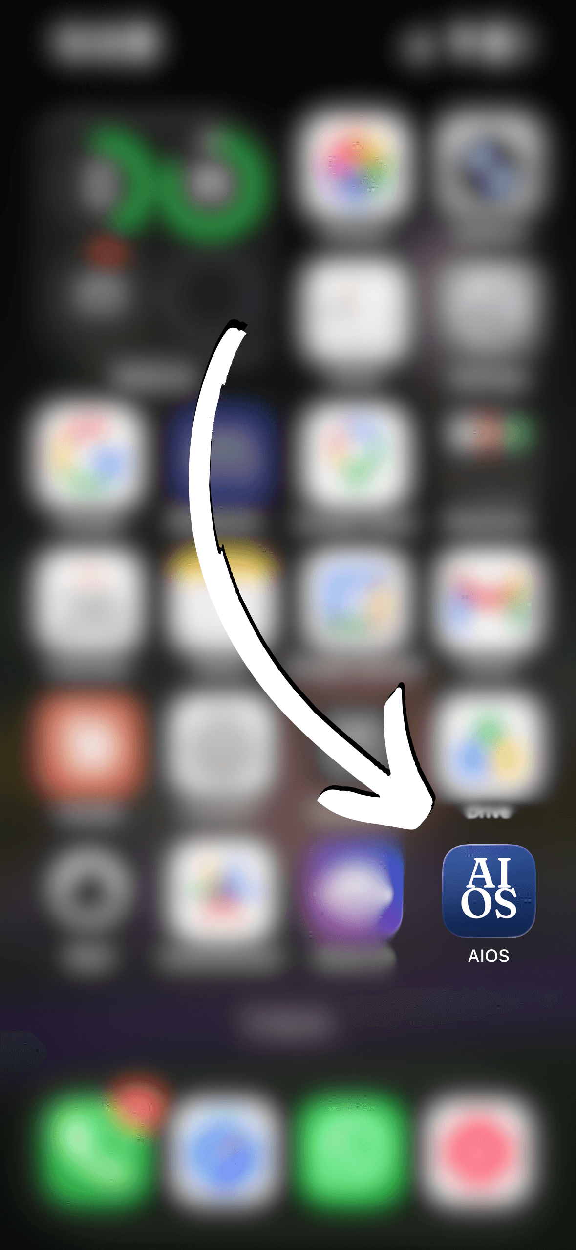 App icon AIOS sur écran d'accueil iOS